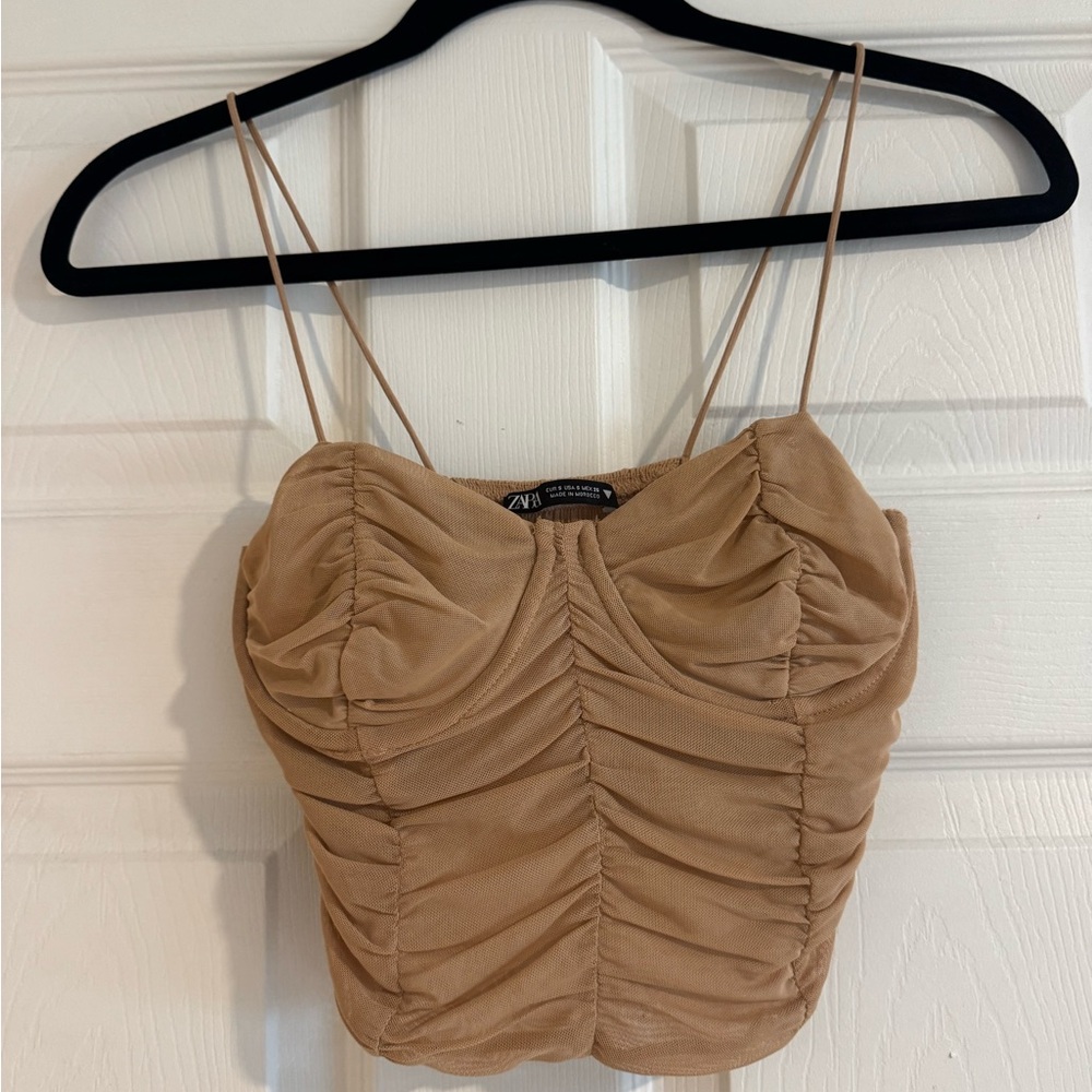 Zara Tan Ruched Cami Top